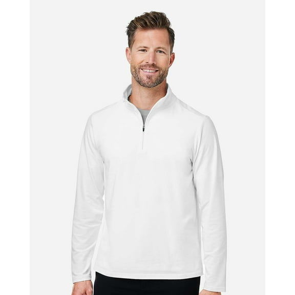 Devon & Jones DG425 Men's Raleigh Stretch Quarter-Zip Pullover-White-4XL