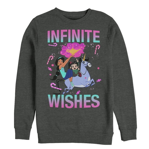 Men's Ralph Breaks the Internet Jasmine Infinite Wishes Sweatshirt Charcoal Heather 3X Large