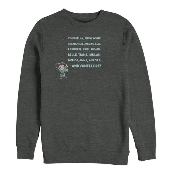 Men's Ralph Breaks the Internet Princess List  Sweatshirt Charcoal Heather Medium