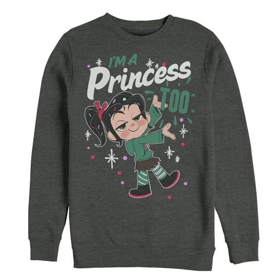 Men's Ralph Breaks the Internet Princess Vanellope Sweatshirt Charcoal Heather Small