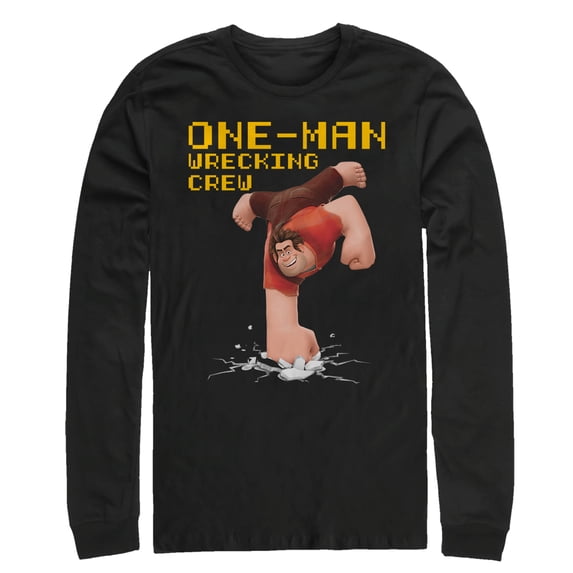 Men's Ralph Breaks the Internet Wrecking Crew Long Sleeve Shirt Black 2X Large
