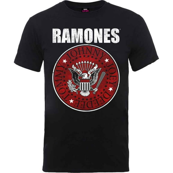 Men's Ramones Red Fill Seal Slim Fit T-shirt Small Black