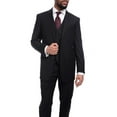 thumbnail image 1 of Men's Raphael Classic Fit Solid Black Two Button 3 Piece 100% Wool Vested Suit, 1 of 10