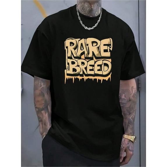 Men's "Rare Breed" Graphic T-Shirt - Casual Cotton, Short Sleeve, Round Neck, Machine Washable, Bold Graphic Tee