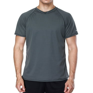 Men's Rash Guard Swim Shirts Short Sleeve Sun Protection Quick Dry Workout Fishing Beach T-Shirt-XL