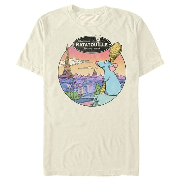 Men's Ratatouille View of Paris  Graphic Tee Cream Small