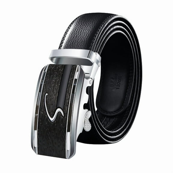 Men's Ratchet Belt - Genuine Leather Belt for Casual with Automatic Buckle,