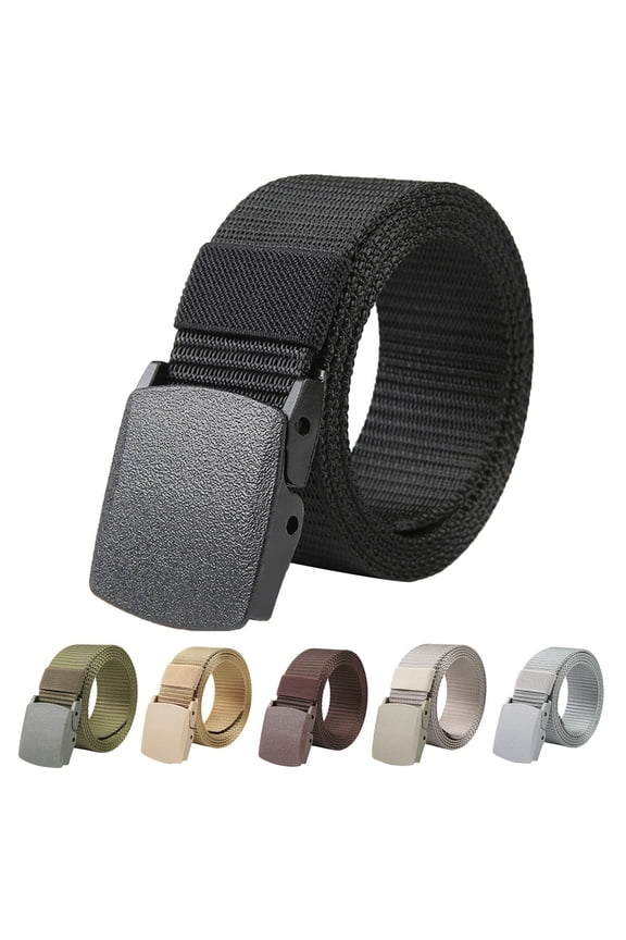 Men's Ratchet Belt Stretch Work Belt Canvas Belt Adjustable Ratcheting Buckle for Work Casual Outdoor Hiking Daily Wear Black One Size