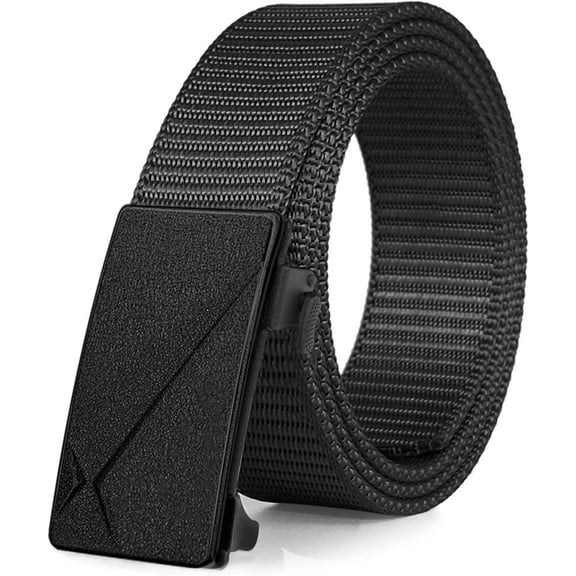 Men's Ratchet Web Belt,1.25 inch Nylon Automatic Buckle Belt,No Holes Invisible Belt for Men