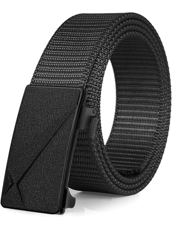 Men's Ratchet Web Belt,1.25 inch Nylon Automatic Buckle Belt,No Holes Invisible Belt for Men
