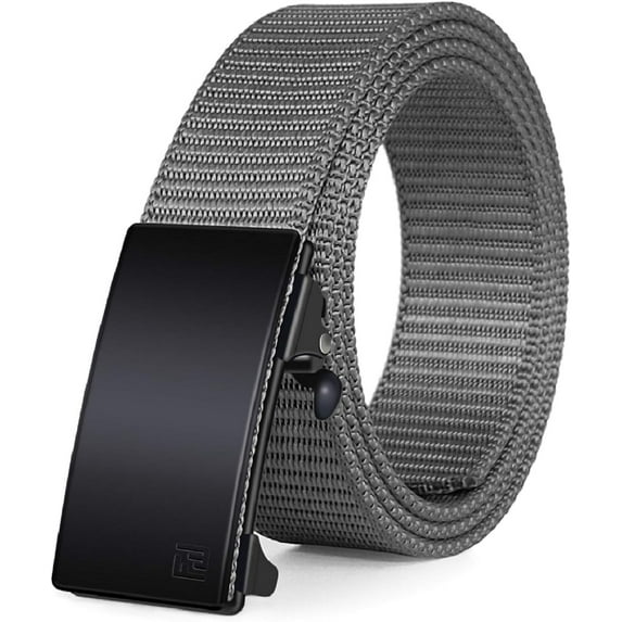 Men's Ratchet Web Belt,1.25 inch Nylon Automatic Buckle Belt,No Holes Invisible Belt for Men