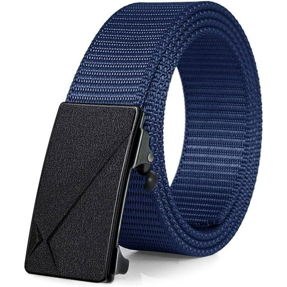 Men's Ratchet Web Belt,1.25 inch Nylon Automatic Buckle Belt,No Holes Invisible Belt for Men