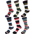 thumbnail image 1 of BambooMN Men's Rayon from Bamboo Stripe Crew Socks - Assortment 6A - 6 Pairs, 1 of 7