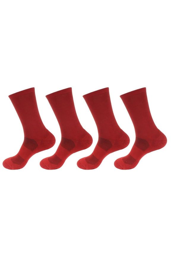 Men's Rayon from Bamboo Fiber Antibacterial Ultra Breathable Wicking Supported Toe and Heel Crew Socks - Extra Large - Cherry Red - 4 Pairs