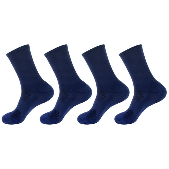 Men's Rayon from Bamboo Fiber Antibacterial Ultra Breathable Wicking Supported Toe and Heel Crew Socks - Extra Large - Navy - 4 Pairs