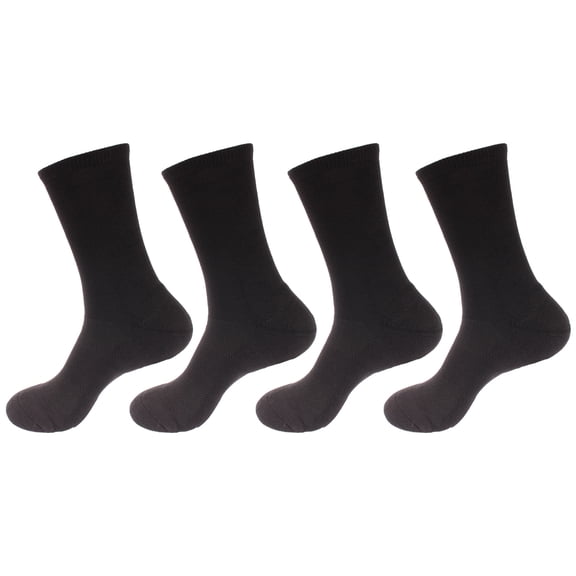 Men's Rayon from Bamboo Fiber Antibacterial Ultra Breathable Wicking Supported Toe and Heel Crew Socks - Size Extra Large - Black - 4 Pairs