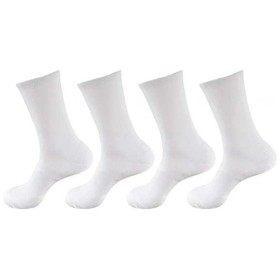 Men's Rayon from Bamboo Fiber Antibacterial Ultra Breathable Wicking Supported Toe and Heel Crew Socks - White - 4 Pairs