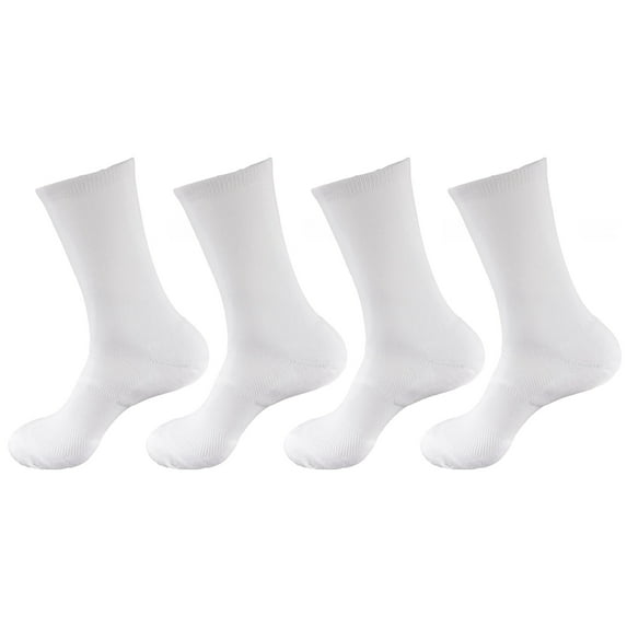 Men's Rayon from Bamboo Fiber Antibacterial Ultra Breathable Wicking Supported Toe and Heel Crew Socks - White - 4 Pairs