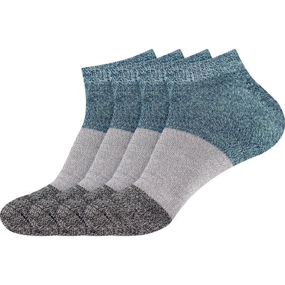 Men's Rayon from Bamboo Fiber Colored Sports Superior Wicking Athletic Ankle Socks - Blue Grey Black - 4prs, Size 4-10