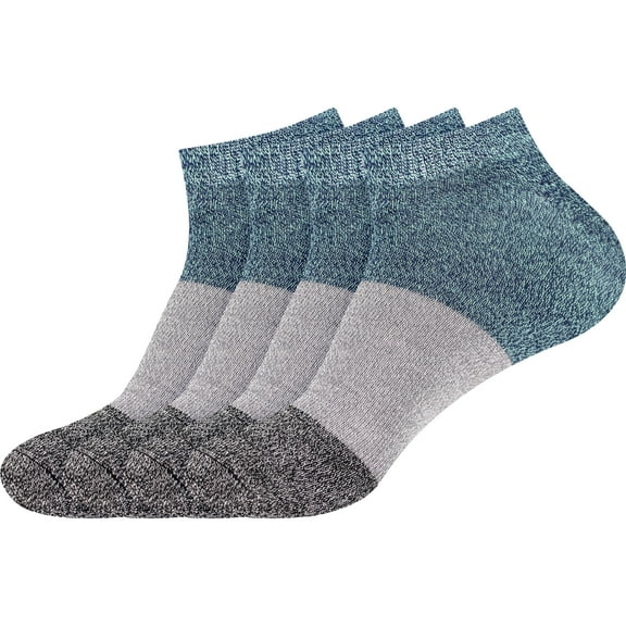 Men's Rayon from Bamboo Fiber Colored Sports Superior Wicking Athletic Ankle Socks - Blue Grey Black - 4prs, Size 4-10