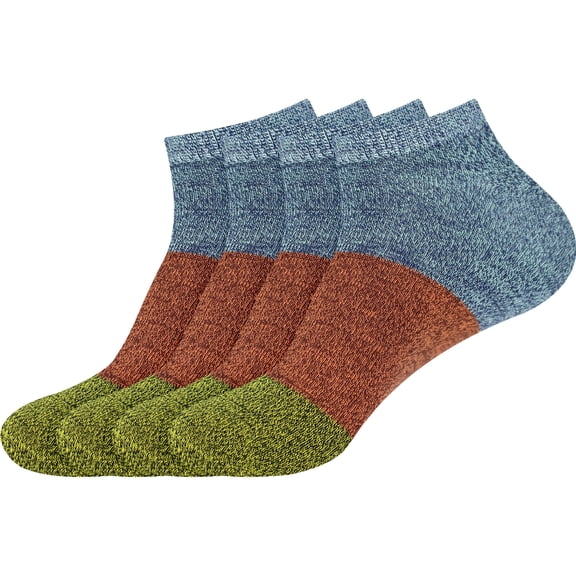 Men's Rayon from Bamboo Fiber Colored Sports Superior Wicking Athletic Ankle Socks - Blue Red Green - 4prs, Size 4-10