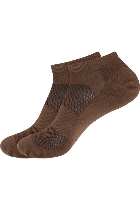 Men's Rayon from Bamboo Fiber Colored Sports Superior Wicking Athletic Ankle Socks - Brown - 2 Pairs - Size 10-14