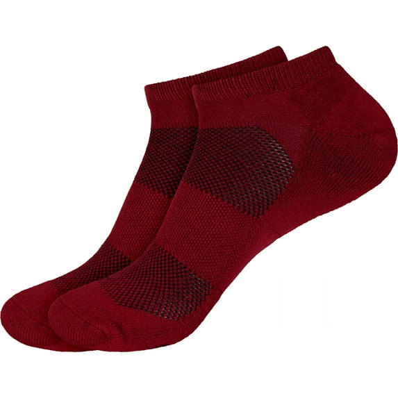 Men's Rayon from Bamboo Fiber Colored Sports Superior Wicking Athletic Ankle Socks - Maroon - 2 Pairs - Size 10-14