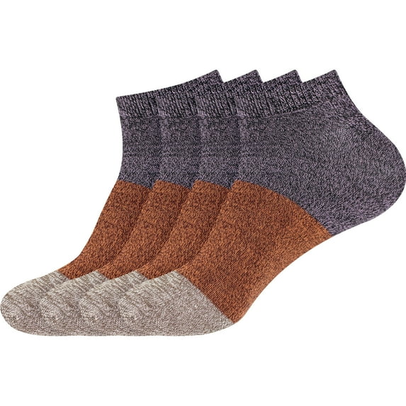 Men's Rayon from Bamboo Fiber Colored Sports Superior Wicking Athletic Ankle Socks - Purple Red Brown- 4prs, Size 4-10