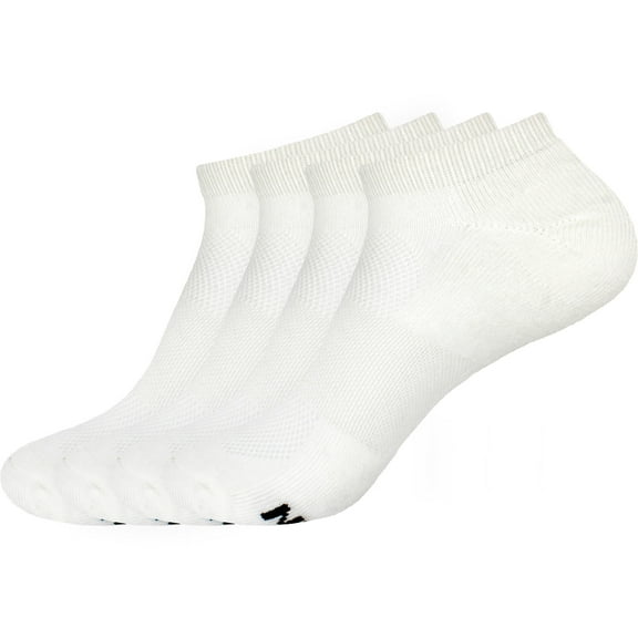 Men's Rayon from Bamboo Fiber Colored Sports Superior Wicking Athletic Ankle Socks - White - 4 Pairs - Size 6-10