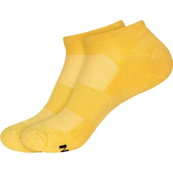 Men's Rayon from Bamboo Fiber Colored Sports Superior Wicking Athletic Ankle Socks - Yellow - 2 Pairs - Size 10-14