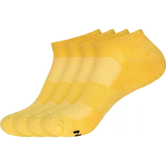 Men's Rayon from Bamboo Fiber Colored Sports Superior Wicking Athletic Ankle Socks - Yellow - 4 Pairs - Size 6-10