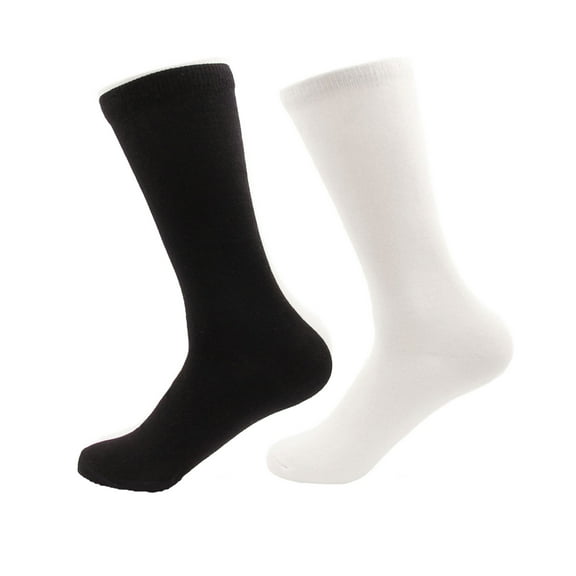 Men's Rayon from Bamboo Fiber Ultra Breathable Wicking Classic Crew Socks - Black White Assortment - 2 Pairs