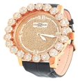 thumbnail image 1 of Men's Real Diamond Dail Rose Gold Copper Tone Flower Cluster Bezel Khronos Genuine Leather Wrist Watch Jo Rodeo, 1 of 3