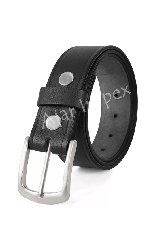 Men's Real Genuine Leather Belt Black 1.5" Wide 100% One Piece Buffalo Leather
