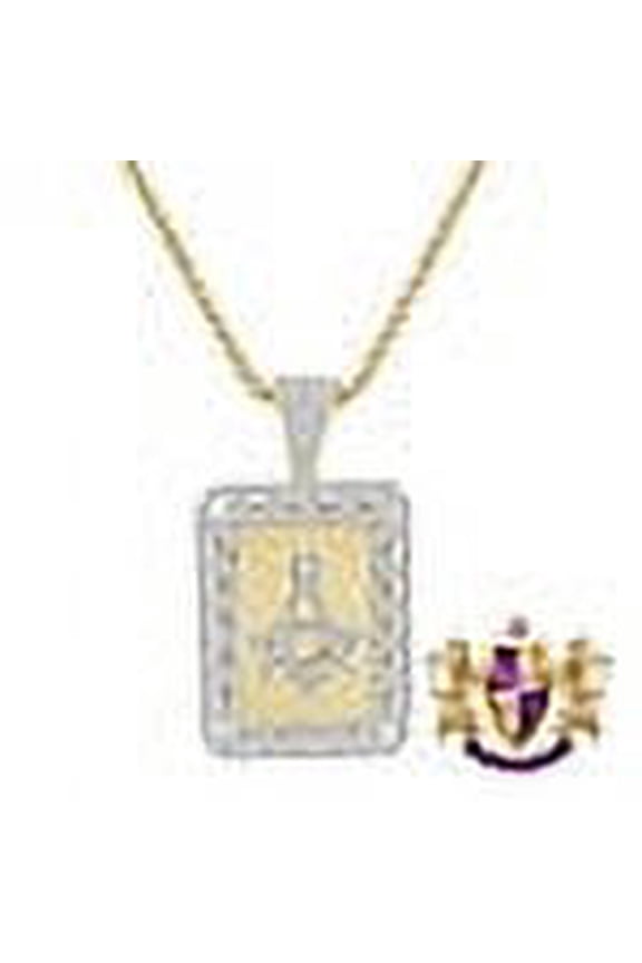 Men's Real Genuine Sterling Silver G Compass Masonic Freemason 14K Gold Over Simulated Diamond Frame Pendent Charm