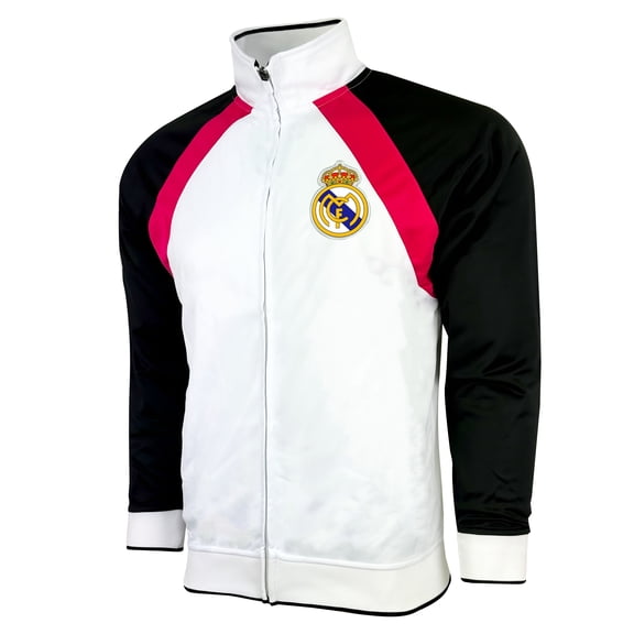 Men's Real Madrid Jacket, Licensed Real Madrid Full Zip Track Jacket Adult Sizes (XL)