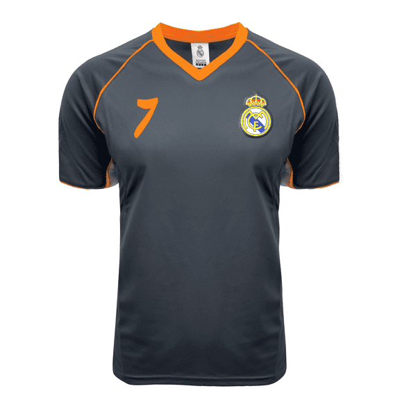 Rhinox Real Madrid #7 Soccer Jersey, Gray/Orange, 100% Polyester, YM-XL