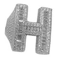 thumbnail image 1 of Men's Real Solid 925 Sterling Silver Initial Letter H Iced Baguette Flooded Out Big Hip Hop Ring Size 11, 1 of 9