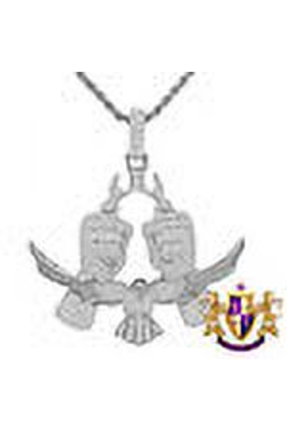Men's Real Sterling Silver 14k White Gold Finish Flying Eagle Hands Custom Charm Pendent + Chain
