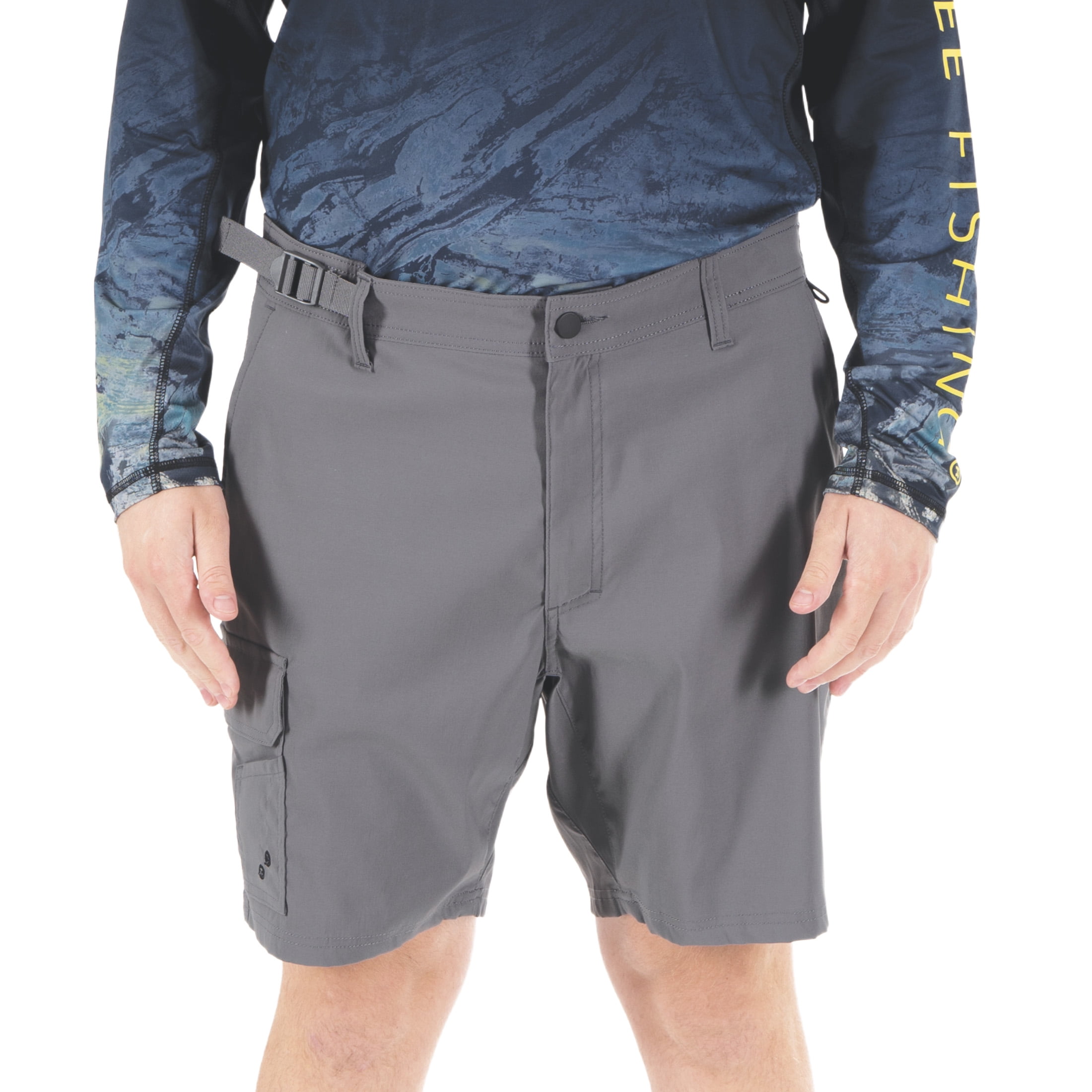 Men's Realtree Hybrid Fishing Shorts, Grey Pebble, XL