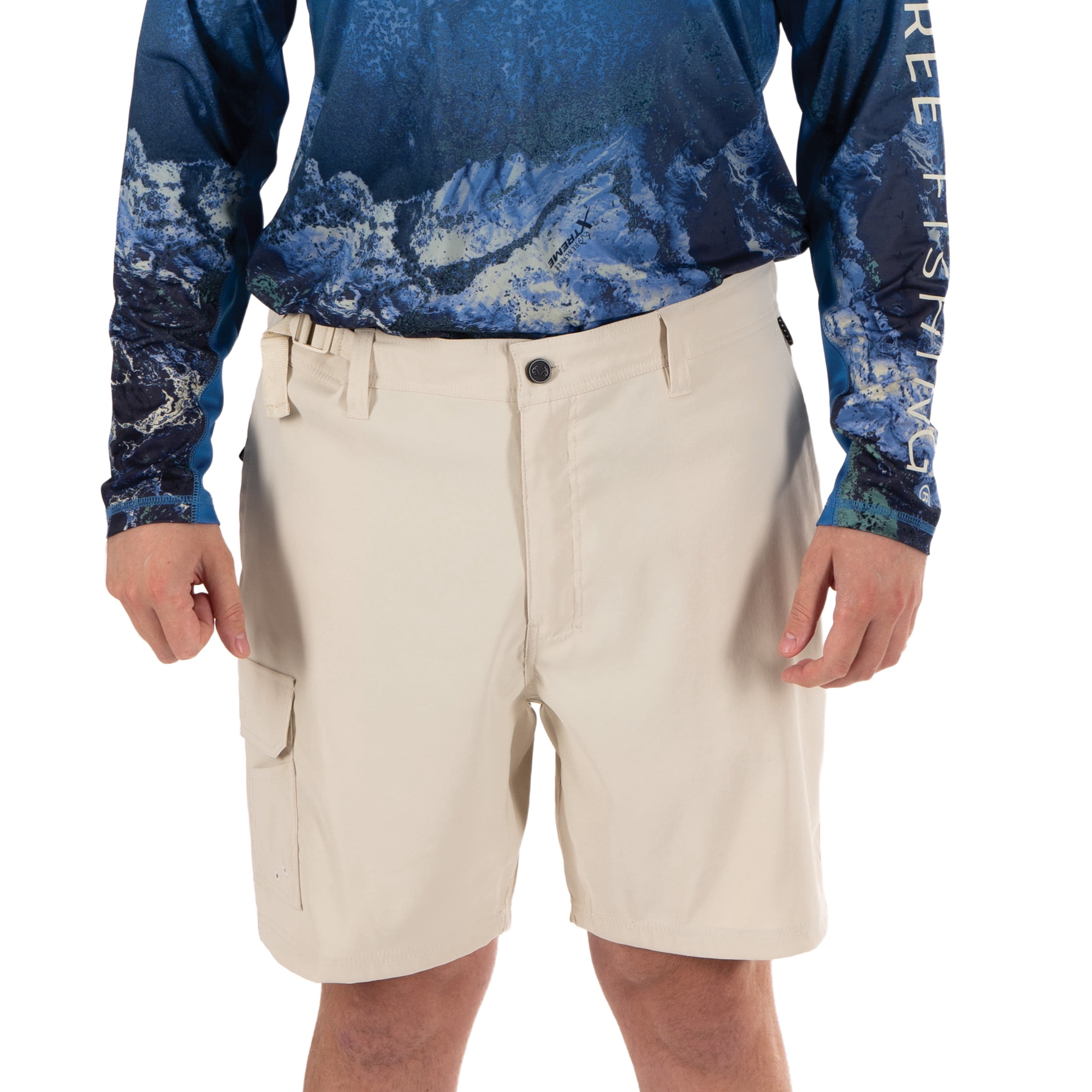 Men's Realtree Hybrid Fishing Shorts, Grey Pebble, XL