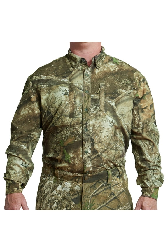 Men's Realtree Long Sleeve Hunting Guide Shirt, Realtree APX, 2XL