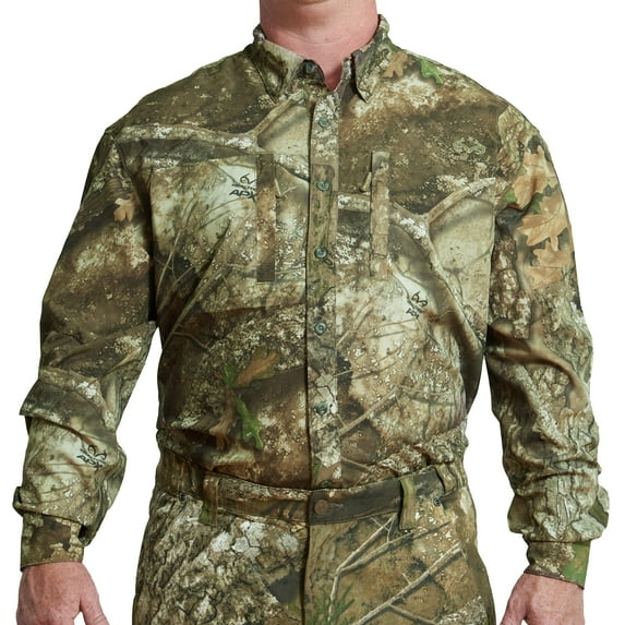Men's Realtree Long Sleeve Hunting Guide Shirt, Realtree APX, M