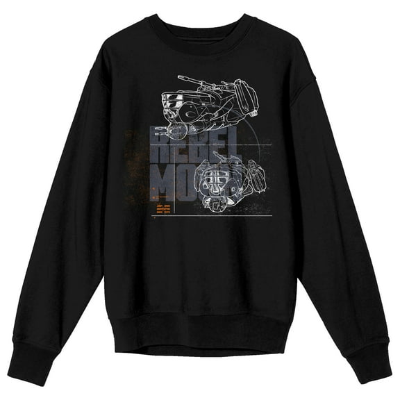 Rebel Moon Imperium dropship outlines Rebel Moon text on Black Long Sleeve Adult Crew neck-Medium