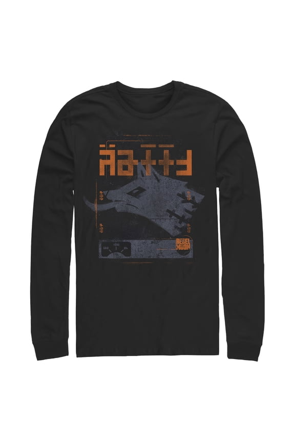 Men's Rebel Moon Wolf Badge Long Sleeve Shirt Black Medium