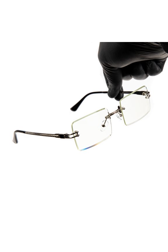 Men's Rectangular Silver Frame Vintage Retro Clear Lens Fashion Hip Hop Glasses