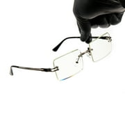 Mens Rectangular Silver Frame Vintage Retro Clear Lens Fashion Hip Hop Glasses