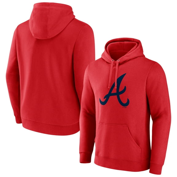 Men's Red Atlanta Braves Official Logo Pullover Hoodie