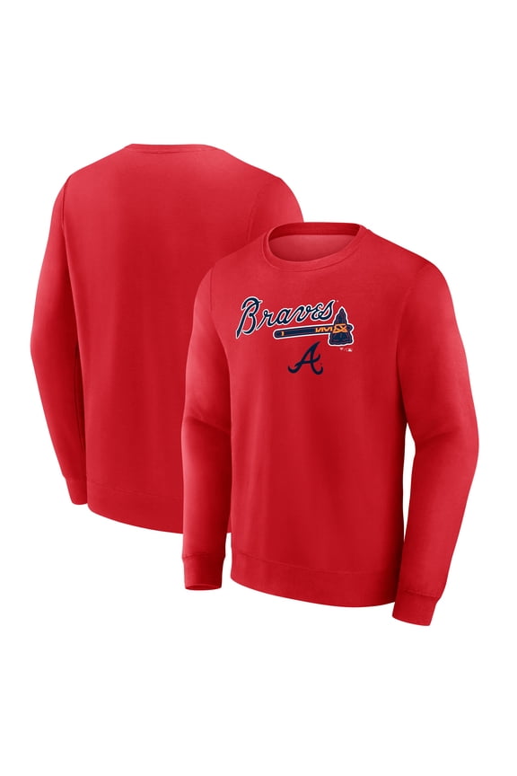 Men's Red Atlanta Braves Team Lockup Sweatshirt
