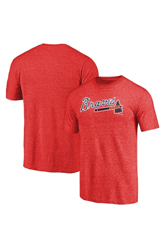 Men's Red Atlanta Braves Team Wordmark Tri-Blend T-Shirt
